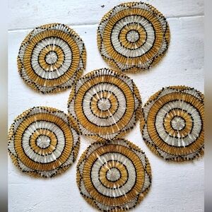 Set of 6 beaded coasters handmade